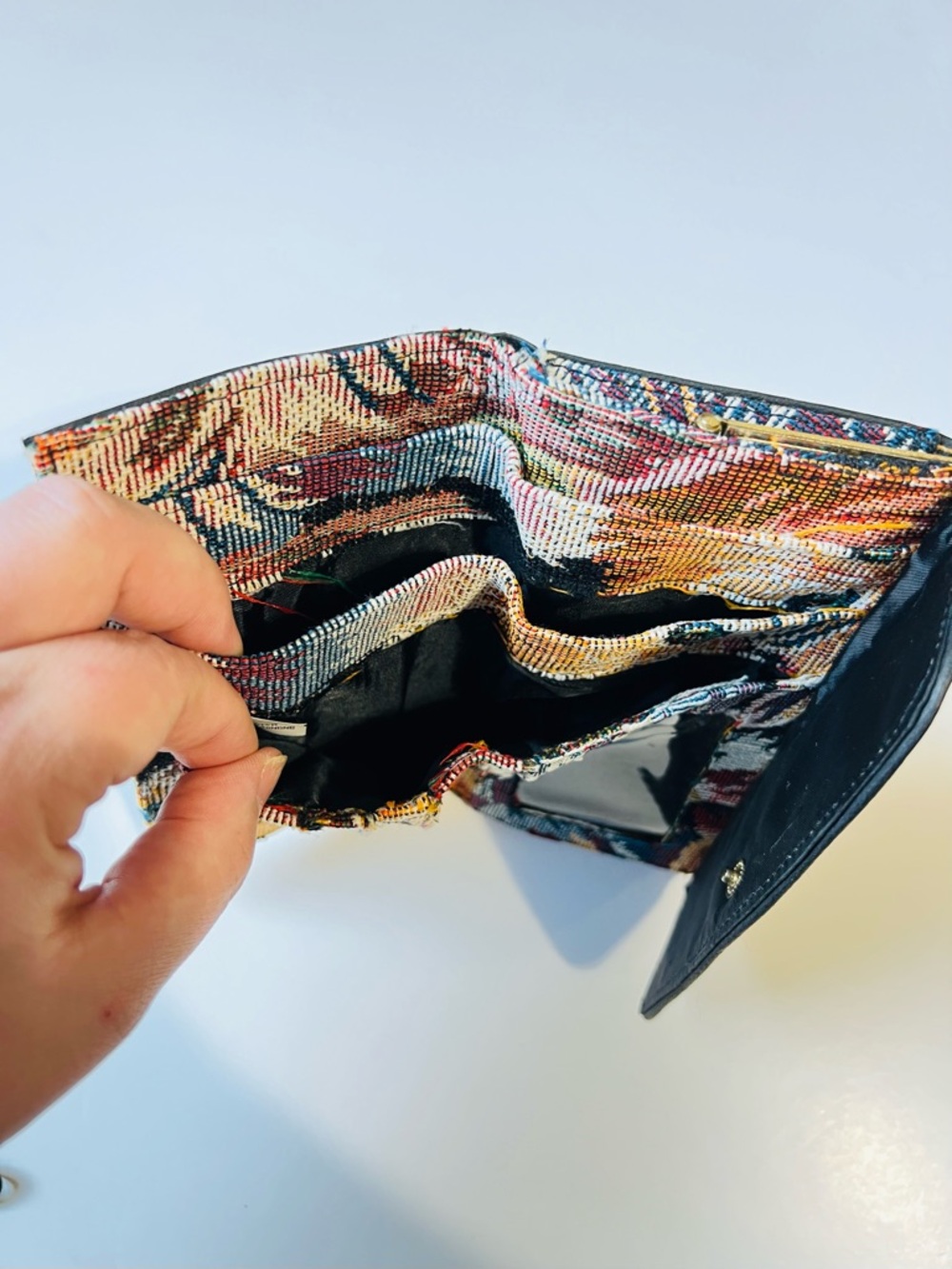 Vintage Floral Cat Tapestry Wallet 90’s Boho Chic Gold Tone Kiss Lock Clutch - Picture 12 of 13